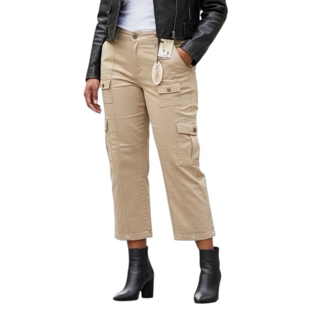 Sexy Fabulous NWT High Rise Cargo Pants Beige Utility Stretch Ankle Womens 18